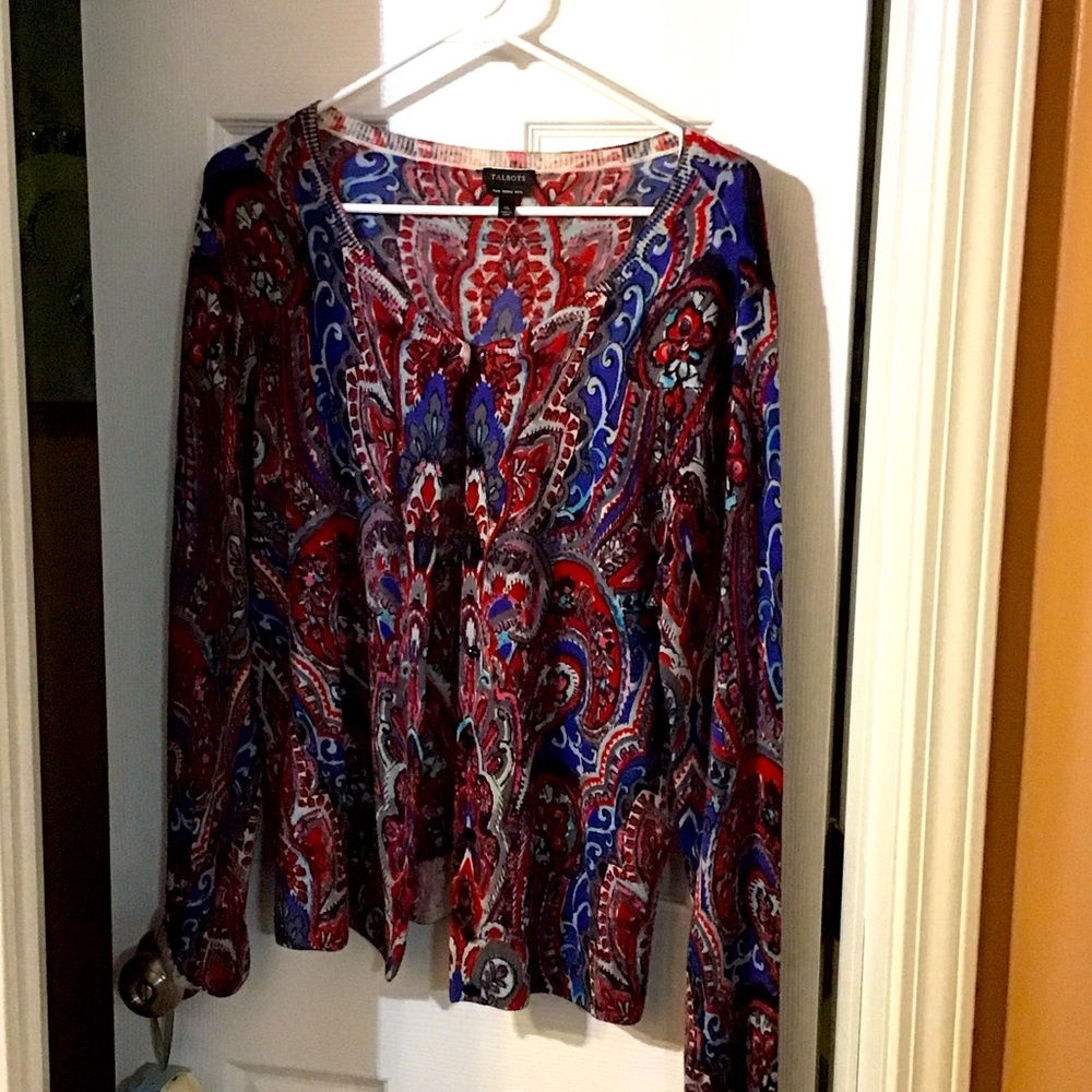 Talbots Red and Blue Paisley Blouse